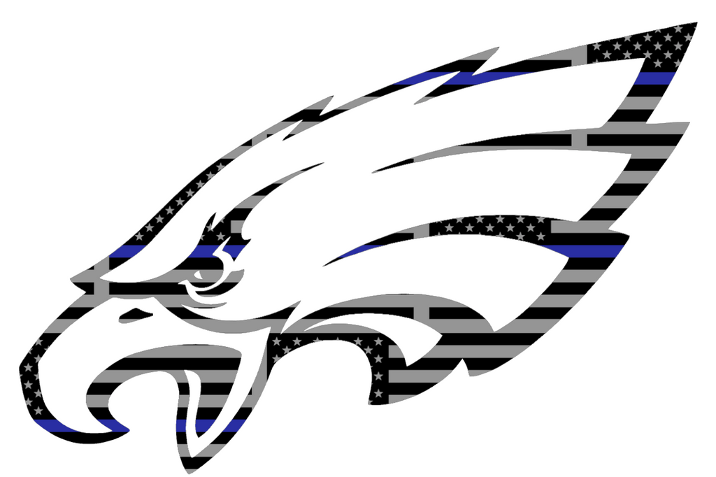 Philadelphia Eagles Thin Blue Line Team Logo American Flag Premium DieCut Vinyl Decal PICK SIZE