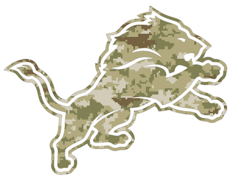 Detroit Lions Salute to Service Team Logo Camouflage Camo Vinyl Decal PICK SIZE