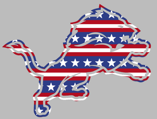Detroit Lions Stars & Stripes Team Logo USA American Flag Vinyl Decal PICK SIZE