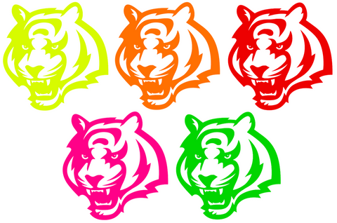 Cincinnati Bengals Alternate Tiger Head Logo Fluorescent Neon Premium DieCut Vinyl Decal PICK COLOR & SIZE