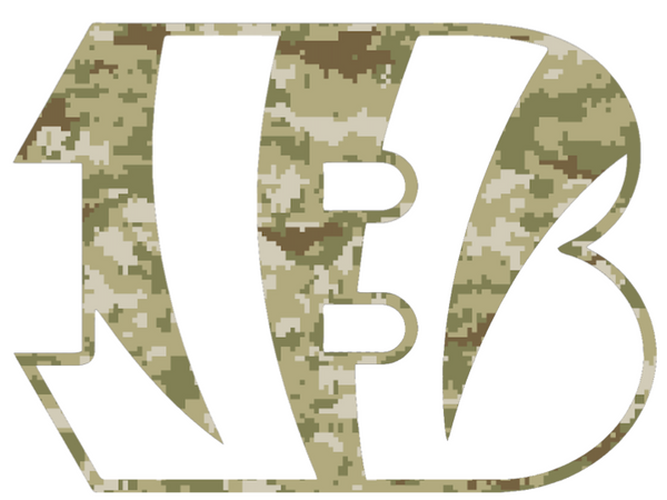 Cincinnati Bengals Salute to Service Team Logo Camouflage Camo Vinyl Decal PICK SIZE