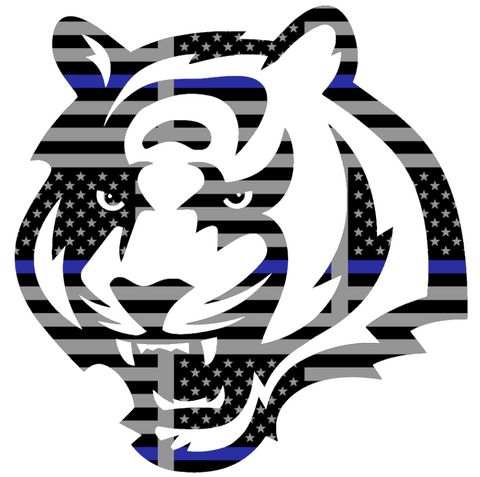 Cincinnati Bengals Thin Blue Line Tiger Head Logo American Flag Premium DieCut Vinyl Decal PICK SIZE