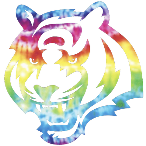 Cincinnati Bengals Crucial Catch Cancer Tiger Head Logo Tie Dye Vinyl Decal PICK SIZE