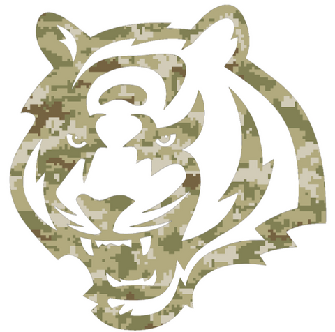 Cincinnati Bengals Salute to Service Tiger Head Logo Camouflage Camo Vinyl Decal PICK SIZE