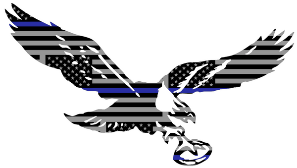 Philadelphia Eagles Thin Blue Line Retro Logo American Flag Premium DieCut Vinyl Decal PICK SIZE