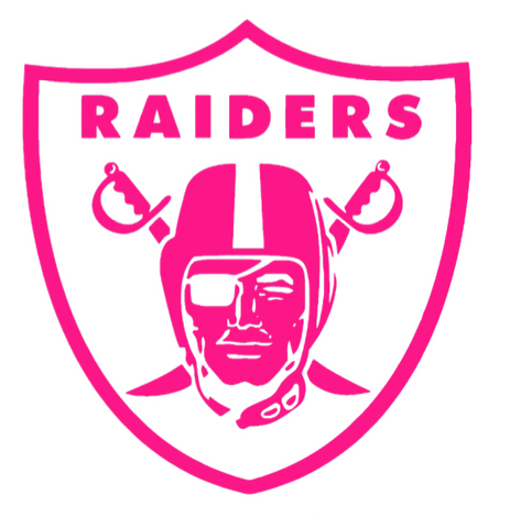 Oakland Raiders Hot Pink Team Logo Premium DieCut Vinyl Decal PICK SIZE