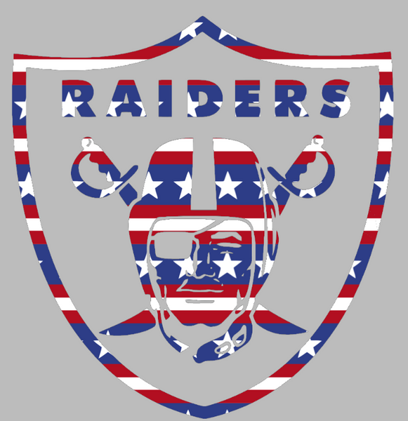 Las Vegas Raiders Stars & Stripes Team Logo USA American Flag Vinyl Decal PICK SIZE