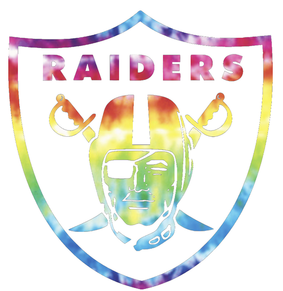 Oakland Raiders Crucial Catch Cancer Team Logo Tie Dye Vinyl Decal PICK SIZE