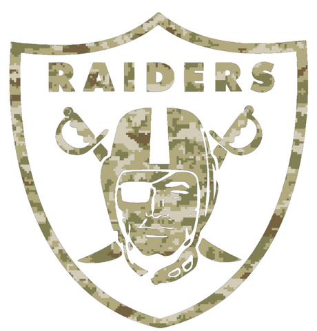 Oakland Raiders Salute to Service Team Logo Camouflage Camo Vinyl Decal PICK SIZE