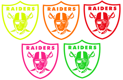 Oakland Raiders Team Logo Fluorescent Neon Premium DieCut Vinyl Decal PICK COLOR & SIZE