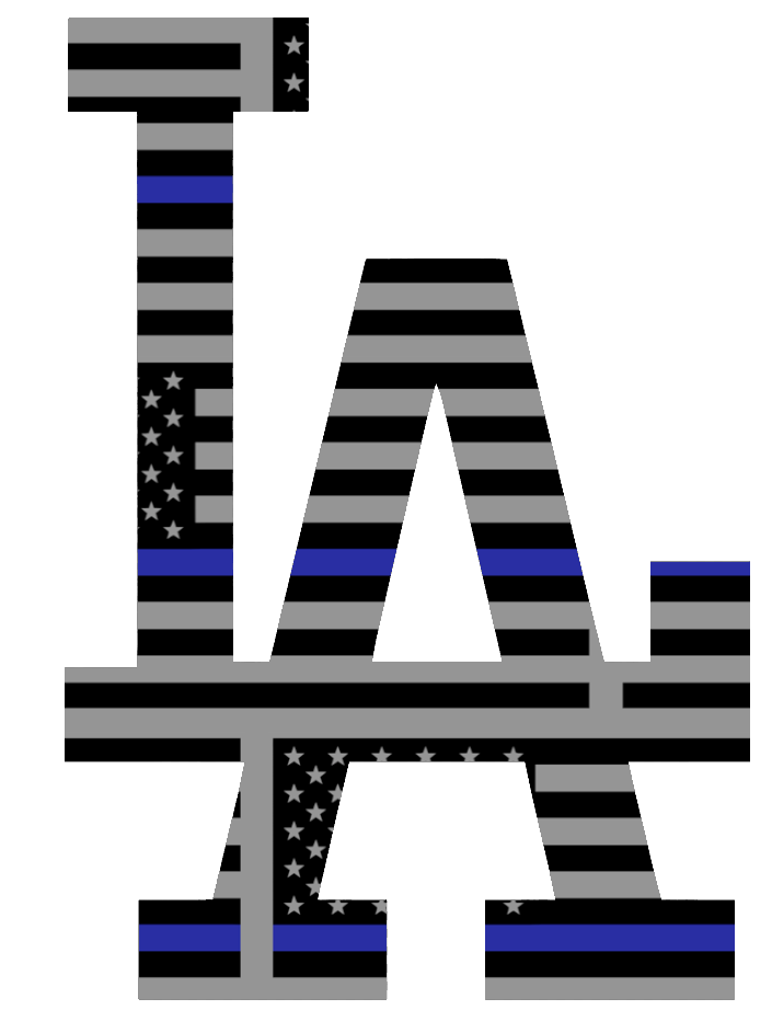 Los Angeles Dodgers Thin Blue Line Team Logo American Flag Premium DieCut Vinyl Decal PICK SIZE