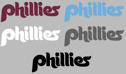 Philadelphia Phillies Retro Throwback Team Name Logo Premium DieCut Vinyl Decal PICK COLOR & SIZE