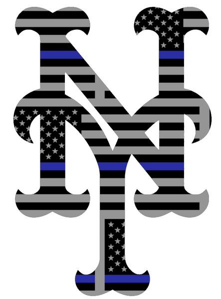 New York Mets Thin Blue Line Team Logo American Flag Premium DieCut Vinyl Decal PICK SIZE