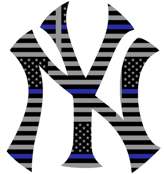 New York Yankees Thin Blue Line Team Logo American Flag Premium DieCut Vinyl Decal PICK SIZE