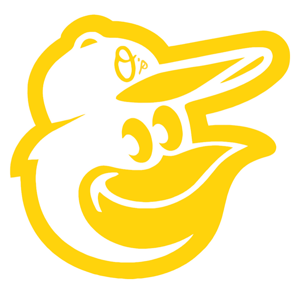 Baltimore Orioles Yellow Childhood Cancer Awareness Alternate Logo Vinyl Decal PICK SIZE