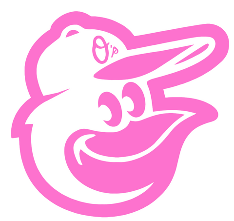 Baltimore Orioles Pink Mothers Day Breast Cancer Awareness Alternate Logo Vinyl Decal PICK SIZE