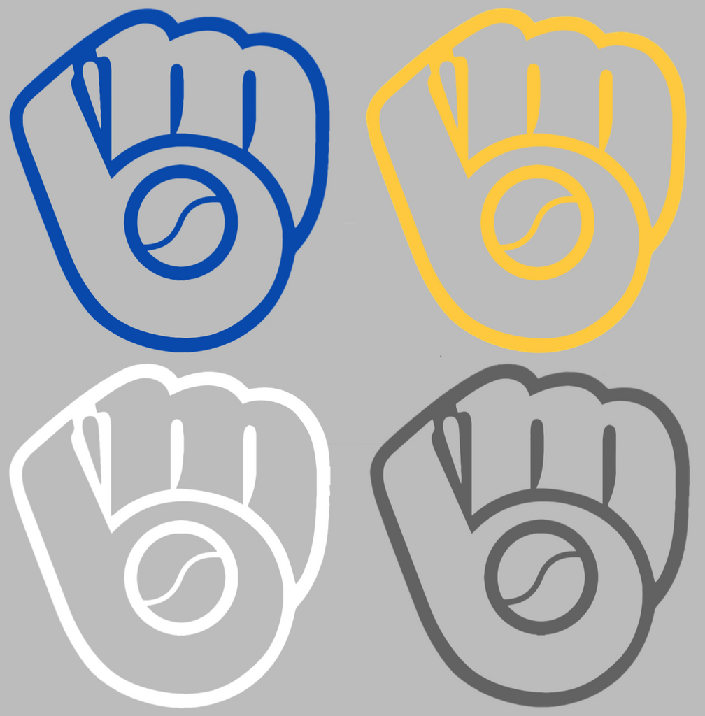 Milwaukee Brewers Retro Throwback Ball & Glove 1970s-1990s Logo Premium DieCut Vinyl Decal PICK COLOR & SIZE