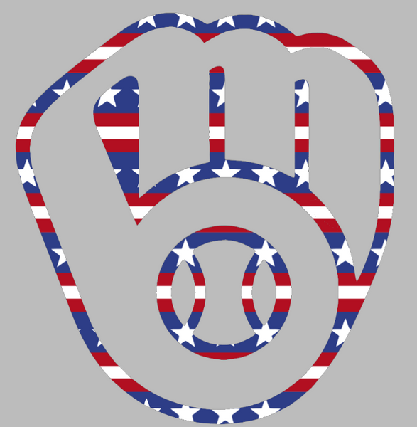Milwaukee Brewers Stars & Stripes Team Logo USA American Flag Vinyl Decal PICK SIZE