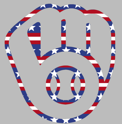 Milwaukee Brewers Stars & Stripes Team Logo USA American Flag Vinyl Decal PICK SIZE
