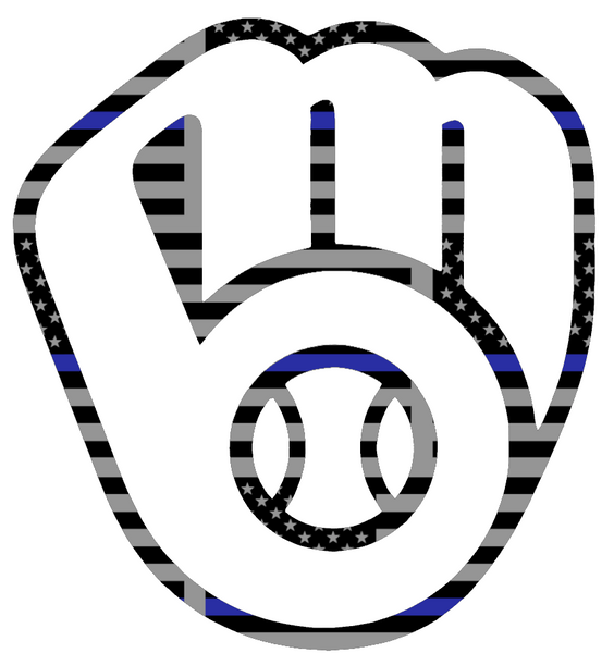Milwaukee Brewers Thin Blue Line Team Logo American Flag Premium DieCut Vinyl Decal PICK SIZE