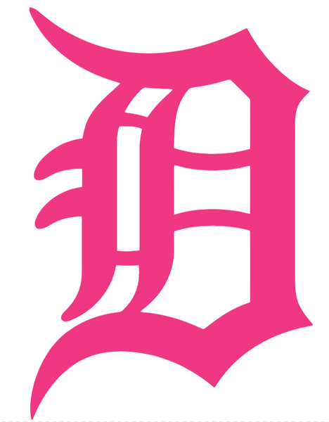 Detroit Tigers Hot Pink Team Logo Premium DieCut Vinyl Decal PICK SIZE