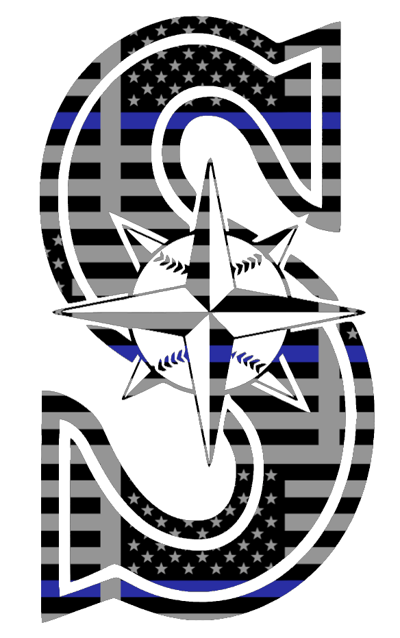 Seattle Mariners Thin Blue Line Team Logo American Flag Premium DieCut Vinyl Decal PICK SIZE