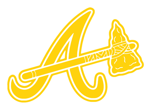 Atlanta Braves Yellow Childhood Cancer Awareness Alternate Logo Vinyl Decal PICK SIZE