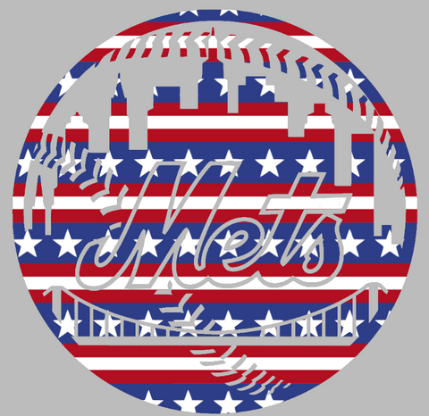 New York Mets Stars & Stripes Alternate Logo USA American Flag Vinyl Decal PICK SIZE