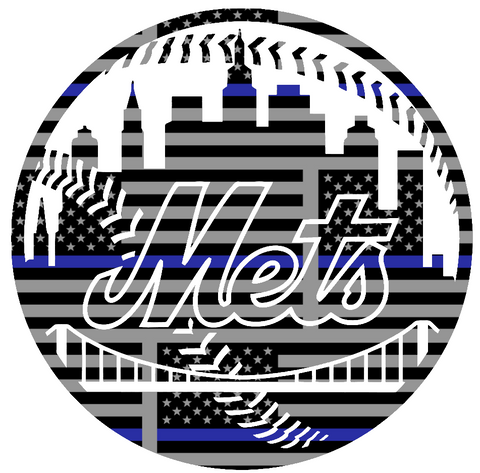 New York Mets Thin Blue Line Alternate Logo American Flag Premium DieCut Vinyl Decal PICK SIZE