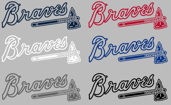 Atlanta Braves Team Name Logo Premium DieCut Vinyl Decal PICK COLOR & SIZE