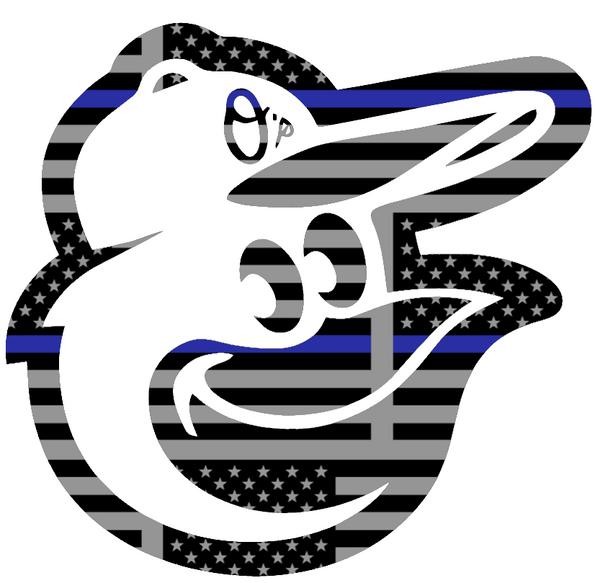 Baltimore Orioles Thin Blue Line Alternate Logo American Flag Premium DieCut Vinyl Decal PICK SIZE