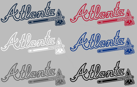 Atlanta Braves Team Name Logo Premium DieCut Vinyl Decal PICK COLOR & SIZE