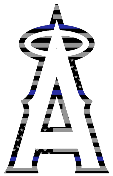 Los Angeles Angels Thin Blue Line Team Logo American Flag Premium DieCut Vinyl Decal PICK SIZE