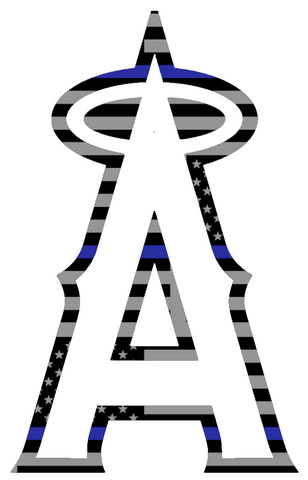 Los Angeles Angels Thin Blue Line Team Logo American Flag Premium DieCut Vinyl Decal PICK SIZE