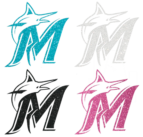 Miami Marlins Metallic Sparkle Team Logo Premium DieCut Vinyl Decal PICK COLOR & SIZE