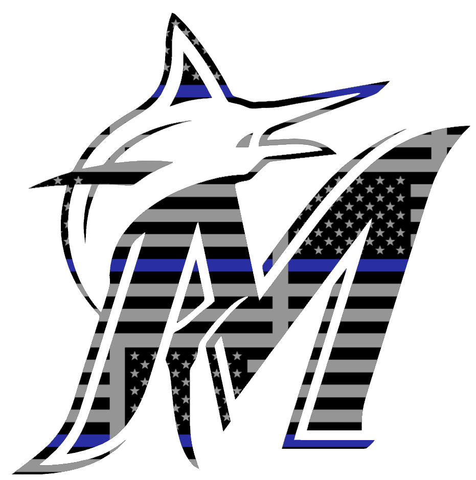 Miami Marlins Thin Blue Line Team Logo American Flag Premium DieCut Vinyl Decal PICK SIZE