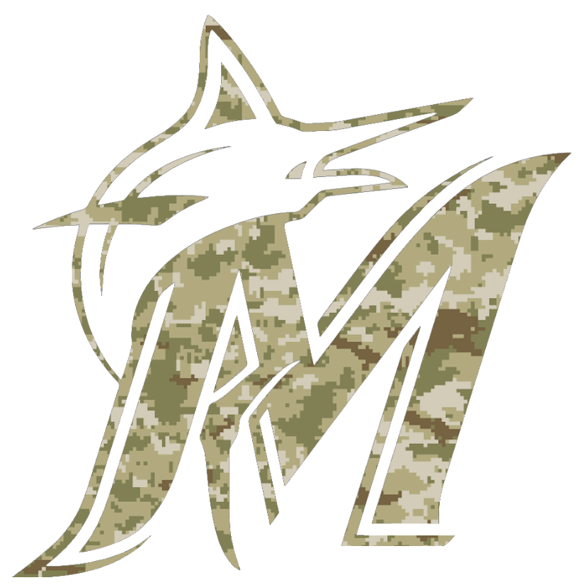 Miami Marlins Salute to Service Team Logo Camouflage Camo Vinyl Decal PICK SIZE