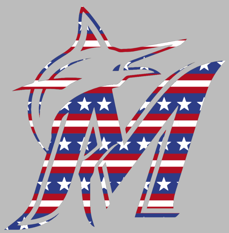 Miami Marlins Stars & Stripes Team Logo USA American Flag Vinyl Decal PICK SIZE