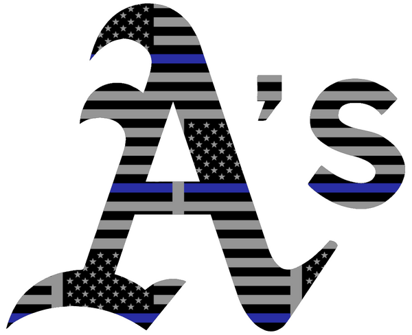 Oakland Athletics Thin Blue Line Team Logo American Flag Premium DieCut Vinyl Decal PICK SIZE