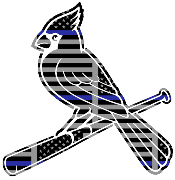 St Louis Cardinals Thin Blue Line Alternate Bird Logo American Flag Premium DieCut Vinyl Decal PICK SIZE