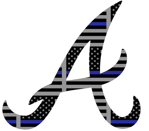 Atlanta Braves Thin Blue Line Team Logo American Flag Premium DieCut Vinyl Decal PICK SIZE