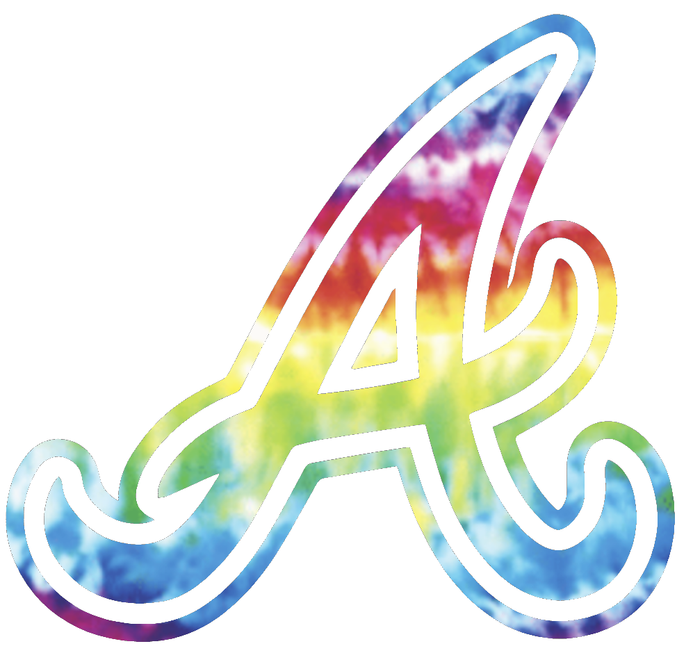 Atlanta Braves Crucial Catch Cancer Alternate Logo Tie Dye Vinyl Decal PICK SIZE