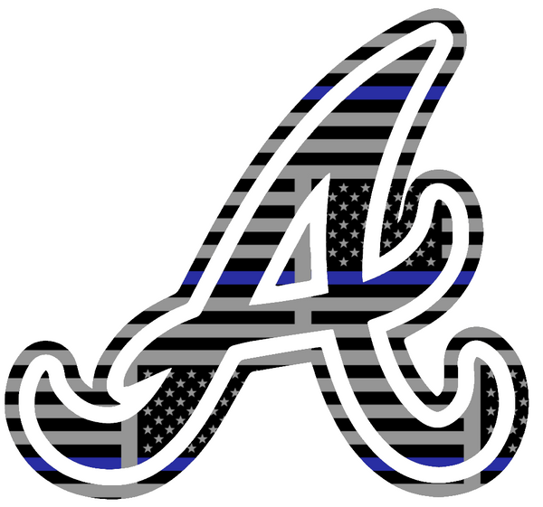 Atlanta Braves Thin Blue Line Alternate Logo American Flag Premium DieCut Vinyl Decal PICK SIZE