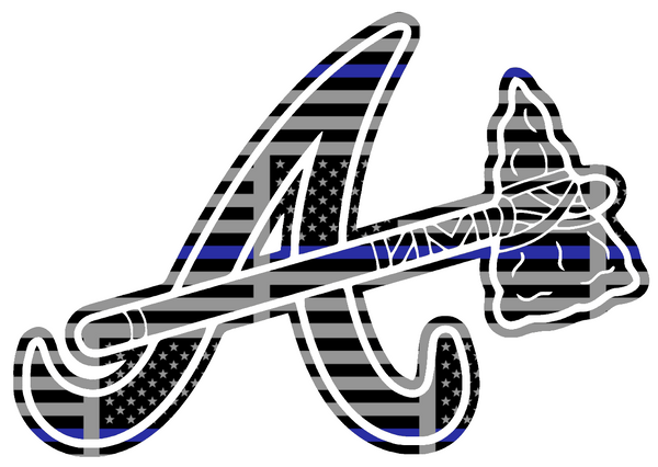Atlanta Braves Thin Blue Line Alternate Logo American Flag Premium DieCut Vinyl Decal PICK SIZE