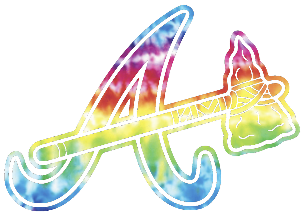Atlanta Braves Crucial Catch Cancer Alternate Logo Tie Dye Vinyl Decal PICK SIZE