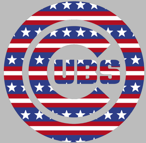 Chicago Cubs Stars & Stripes Team Logo USA American Flag Vinyl Decal PICK SIZE