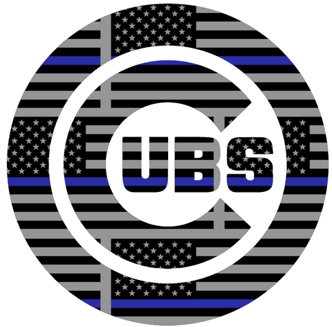 Chicago Cubs Thin Blue Line Team Logo American Flag Premium DieCut Vinyl Decal PICK SIZE