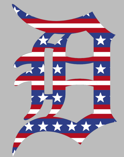 Detroit Tigers Stars & Stripes Team Logo USA American Flag Vinyl Decal PICK SIZE