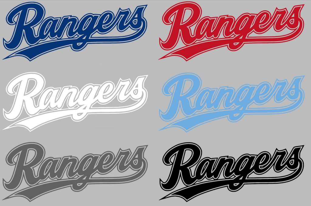 Texas Rangers Team Name Logo Premium DieCut Vinyl Decal PICK COLOR & SIZE