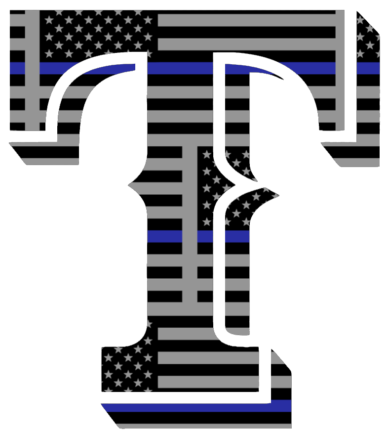 Texas Rangers Thin Blue Line Team Logo American Flag Premium DieCut Vinyl Decal PICK SIZE
